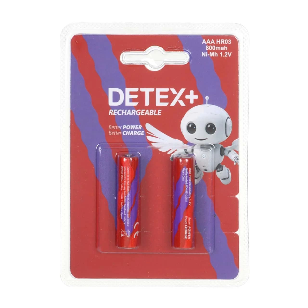 باتری نیم قلم قابل شارژ Detex+ – AAA با ظرفیت 800mah (بسته 2 عددی) — تصویر ۲