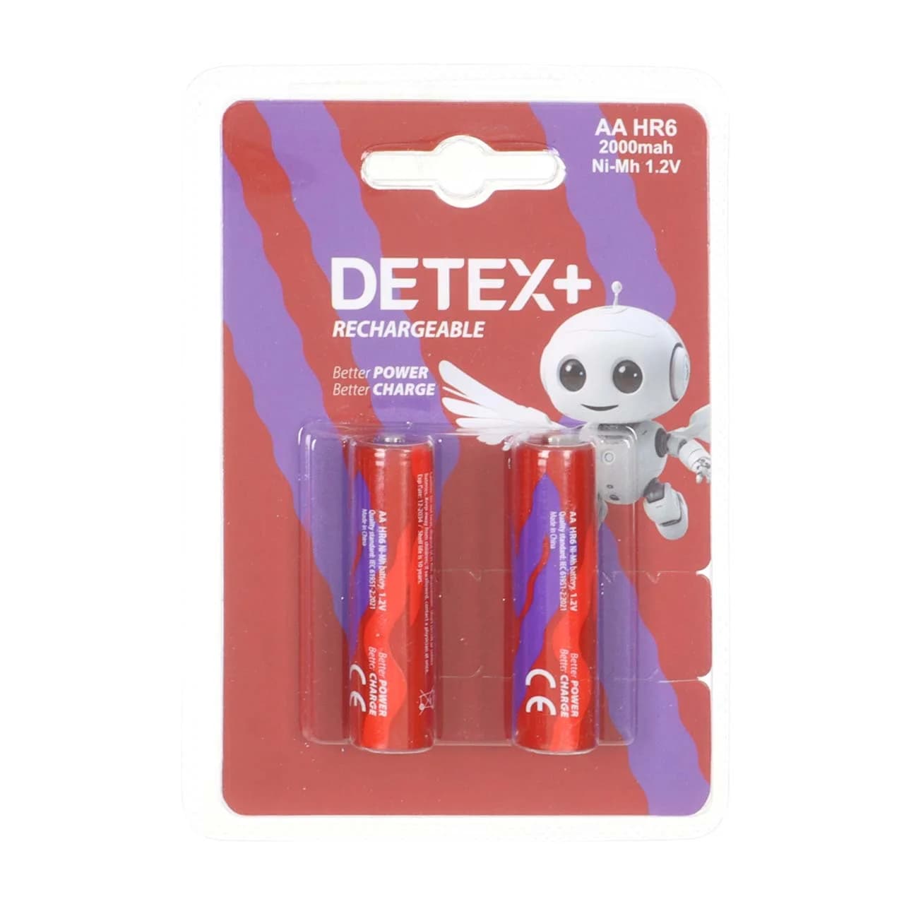 باتری قلم قابل شارژ Detex+ – AA با ظرفیت 2000mah (بسته 2 عددی) — تصویر ۲