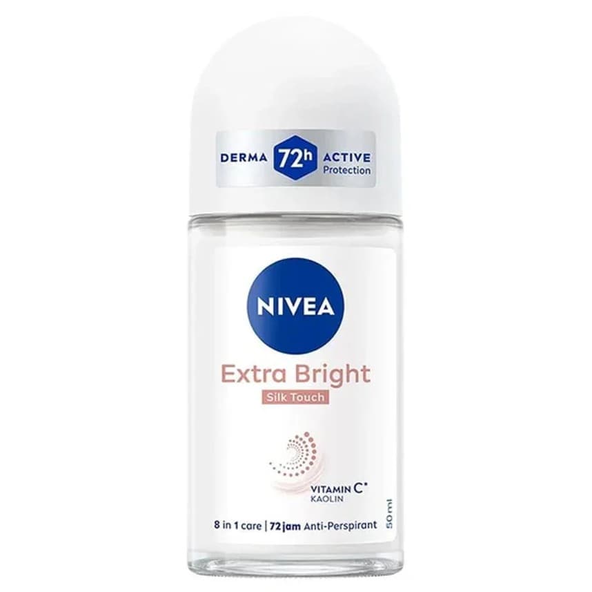 مام رولی نیوا Nivea زنانه روشن کنننده زیر بغل مدل Extra Bright Silk Touch حجم 50 میل