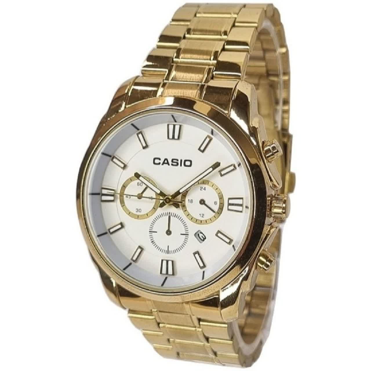 ساعت ست مردانه زنانه برند کاسیو Casio طرح سه موتوره طلایی — تصویر ۲