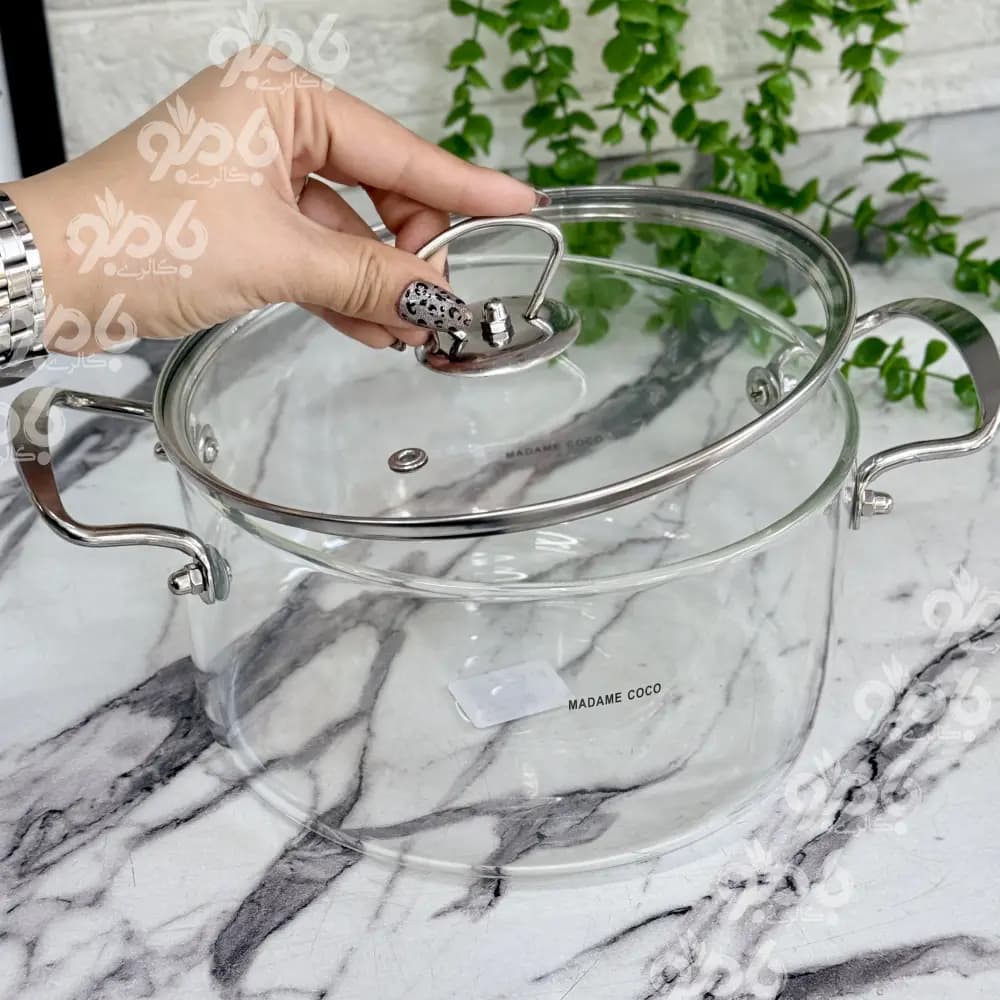 قابلمه 2.5 لیتر پیرکس دسته استیل — تصویر ۳