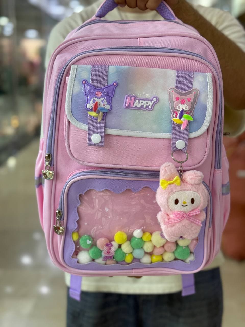 کوله پشتی کرومی مدل happy صورتی وارداتی و طبی