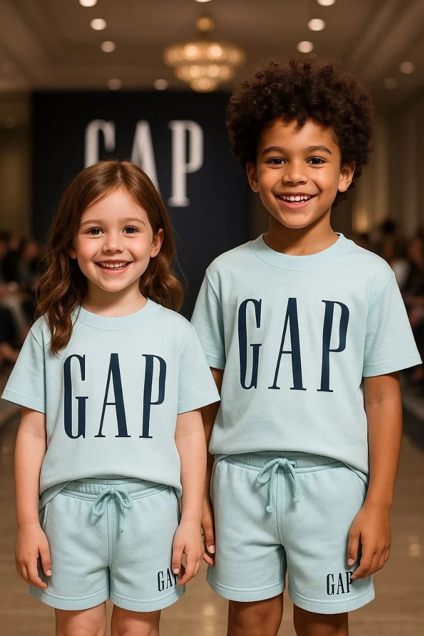 🧒 ست تیشرت و شلوارک ترک GAP | سایز 6 تا 14 سال | فوق‌العاده نرم و راحت — تصویر ۴