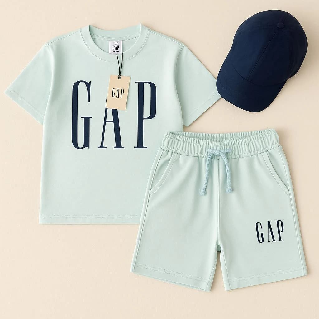 🧒 ست تیشرت و شلوارک ترک GAP | سایز 6 تا 14 سال | فوق‌العاده نرم و راحت