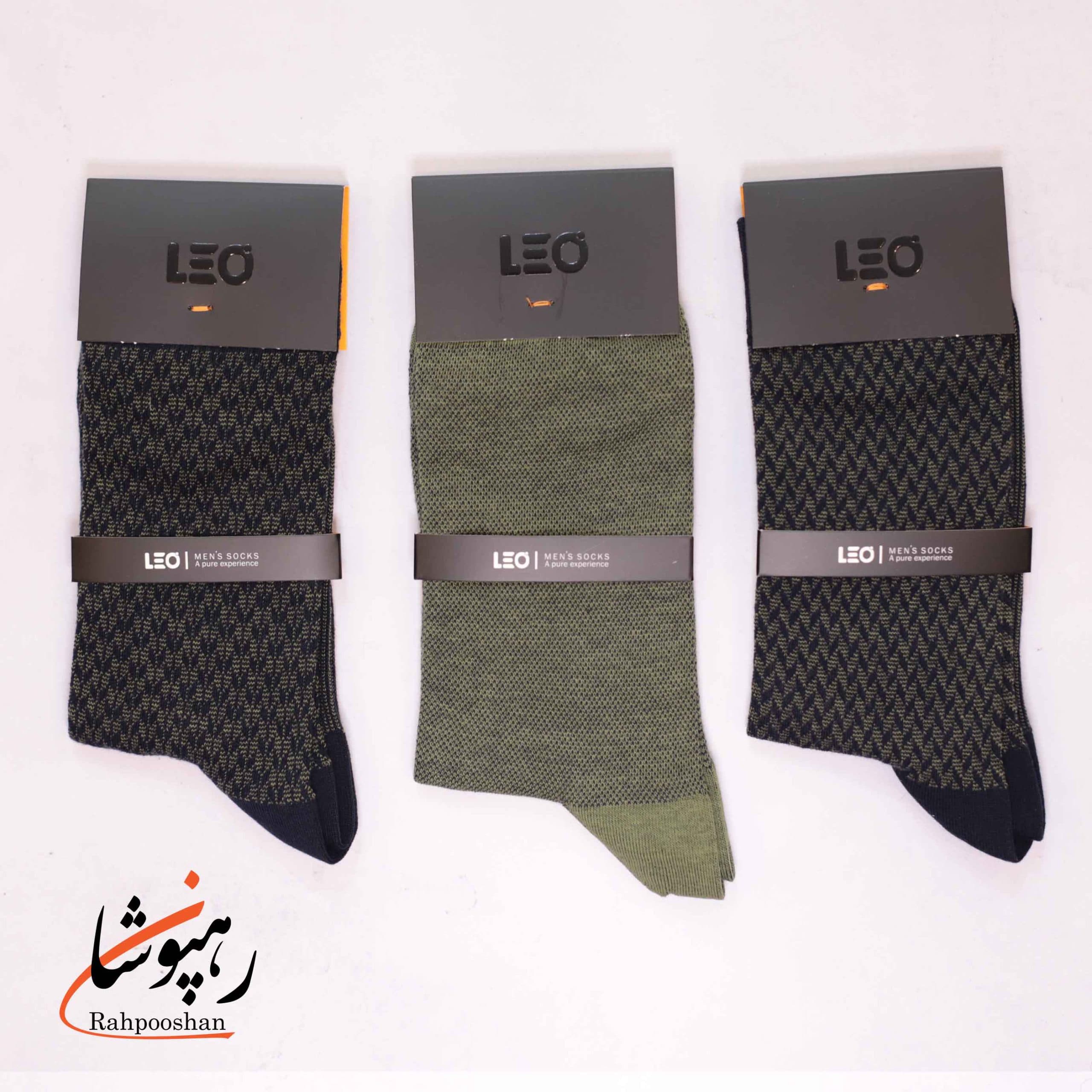 جوراب دوفس ساقدار 6 طرح زیتونی لئو LEO (پک 6 عددی)(105) — تصویر ۲