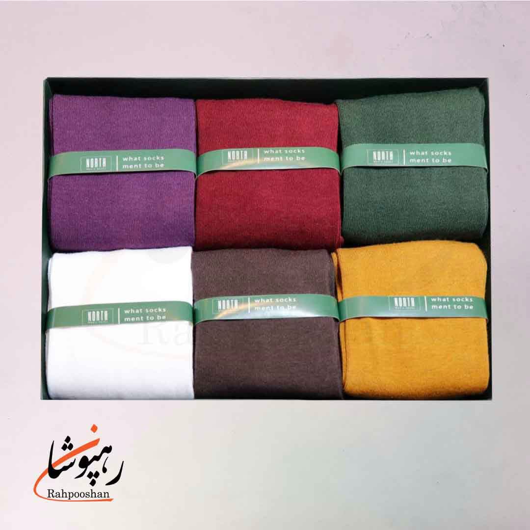 جوراب ساقدار 6 رنگ ساده نورث NORTH (پک 6 عددی)(320)