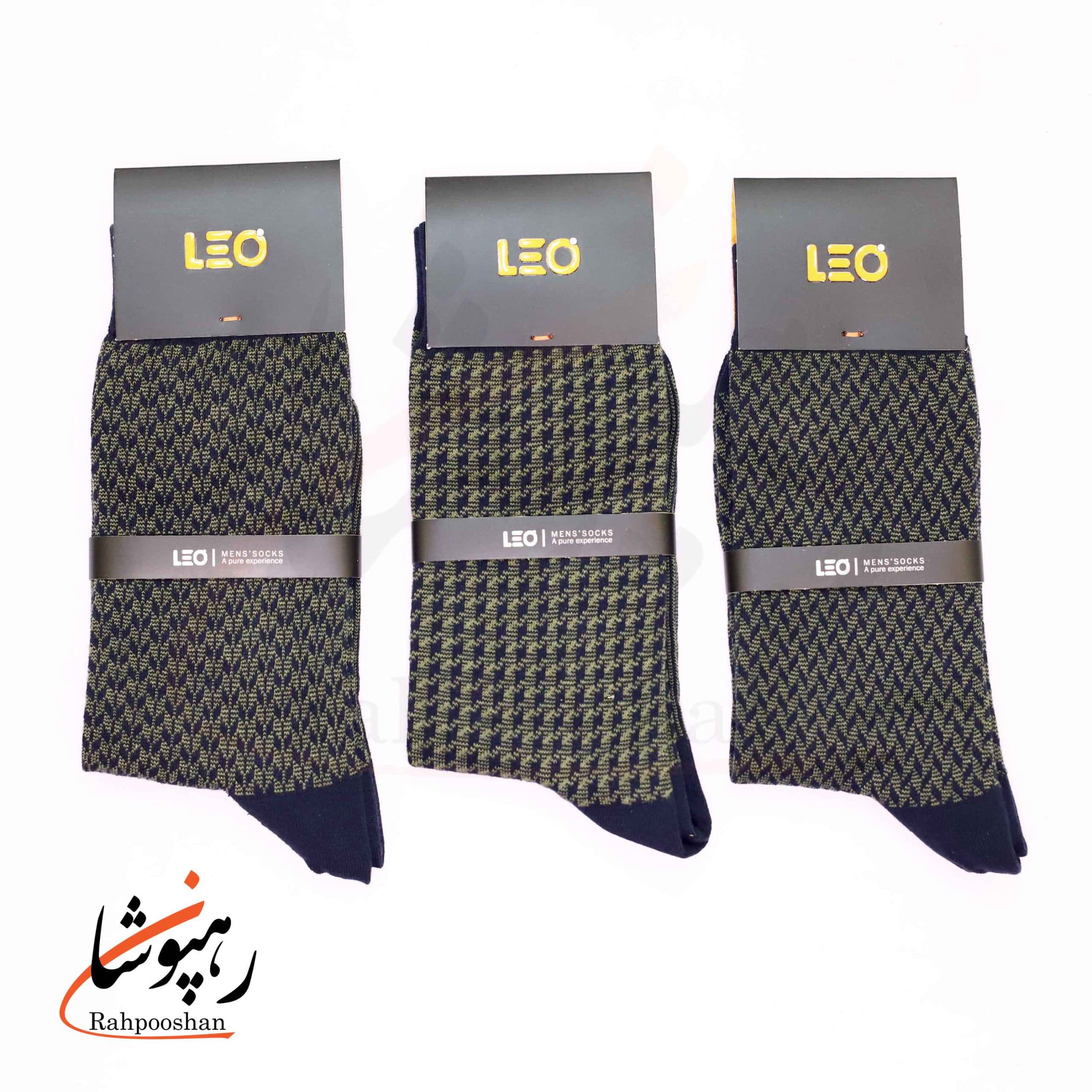 جوراب دوفس ساقدار 6 طرح سرمه ای زیتونی روشن لئو LEO (پک 6 عددی)(104) — تصویر ۳