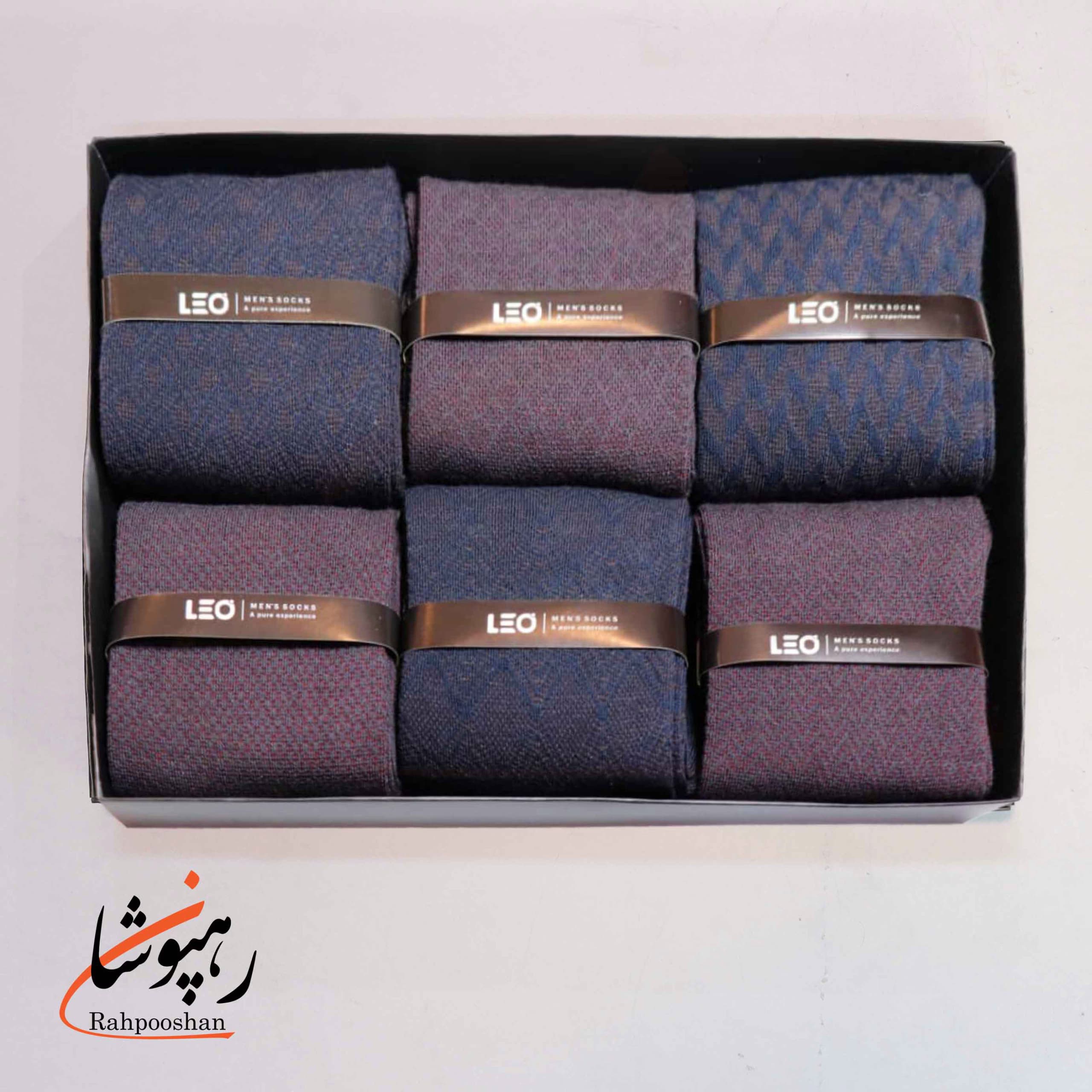 جوراب ساقدار دوفس سرمه ای دودی قهوه ای لئو LEO (پک 6 عددی)(128)