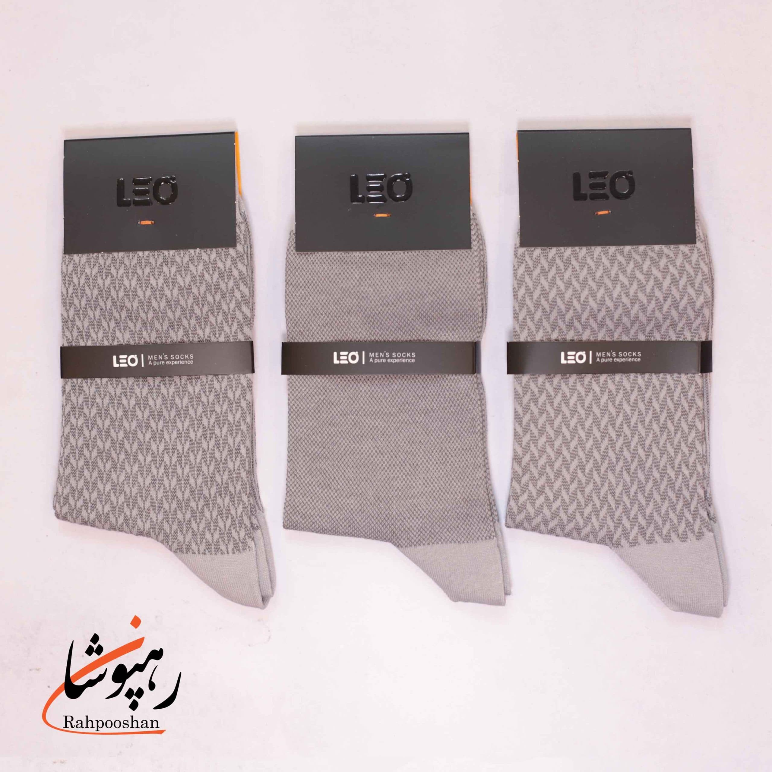 جوراب ساقدار دوفس طوسی طرح گندمی زیگراگ لئو LEO (پک 6 عددی)(115) — تصویر ۲