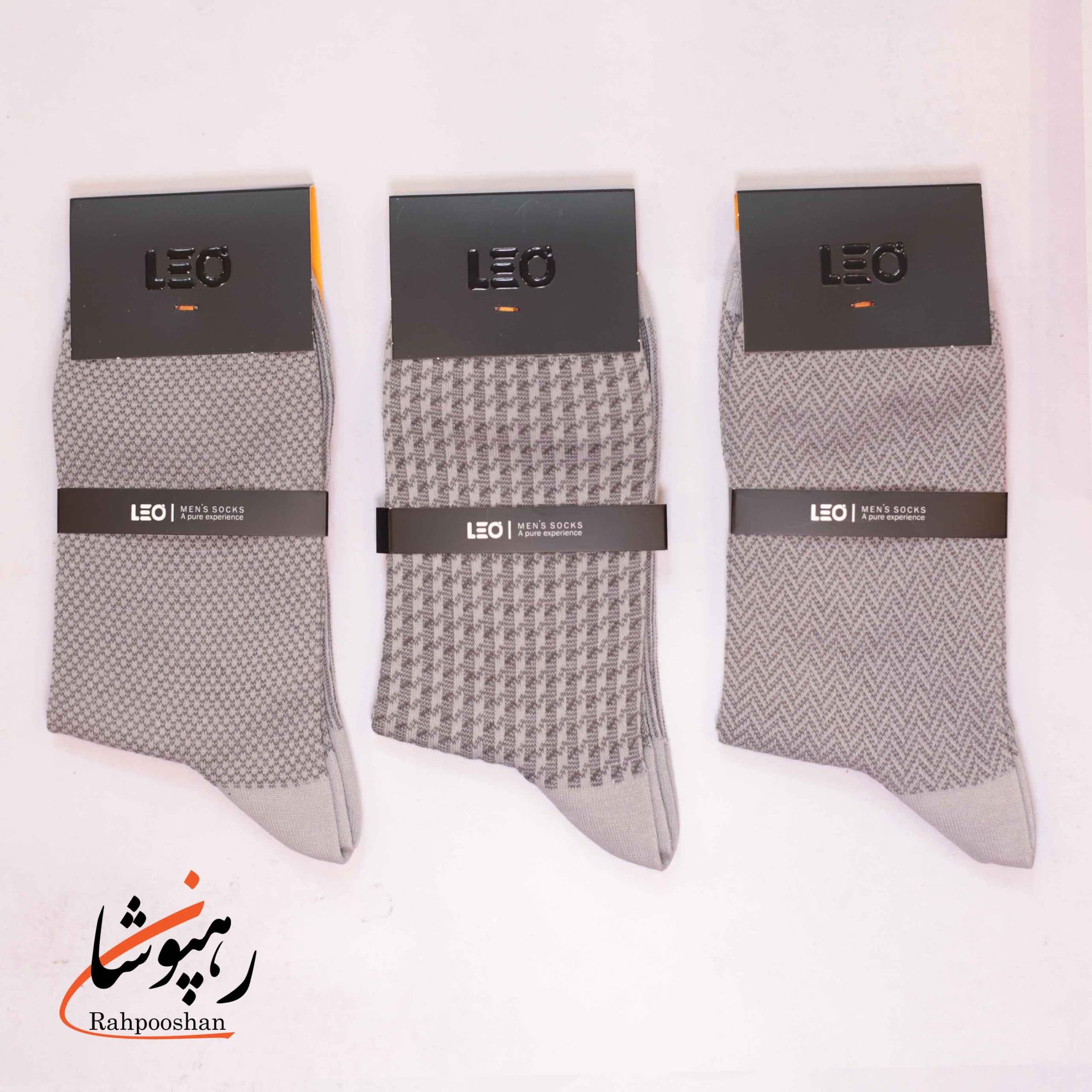جوراب ساقدار دوفس طوسی طرح گندمی زیگراگ لئو LEO (پک 6 عددی)(115) — تصویر ۳