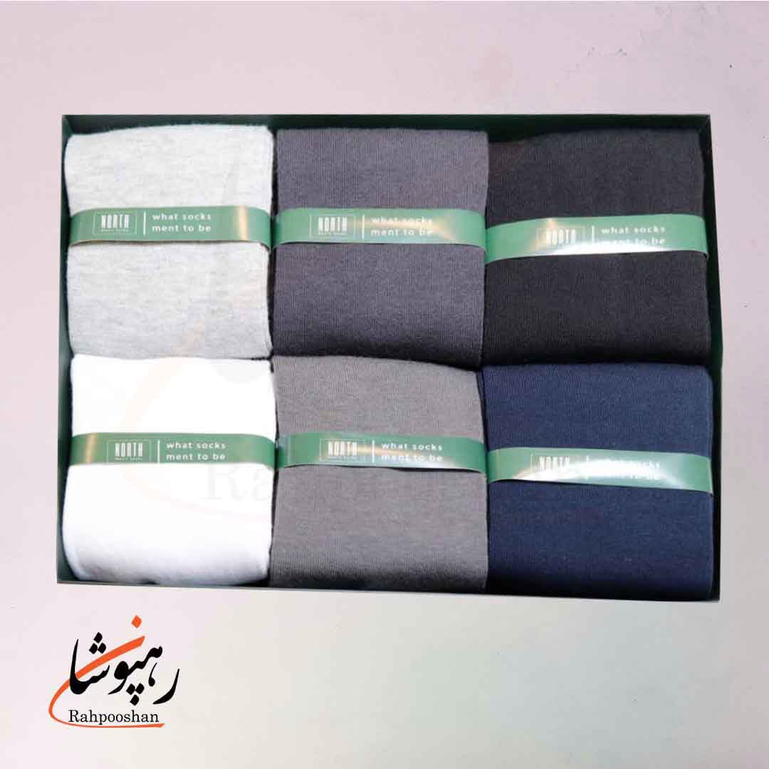 جوراب نورث NORTH ساقدار 6 رنگ ساده (پک 6 عددی)(307)