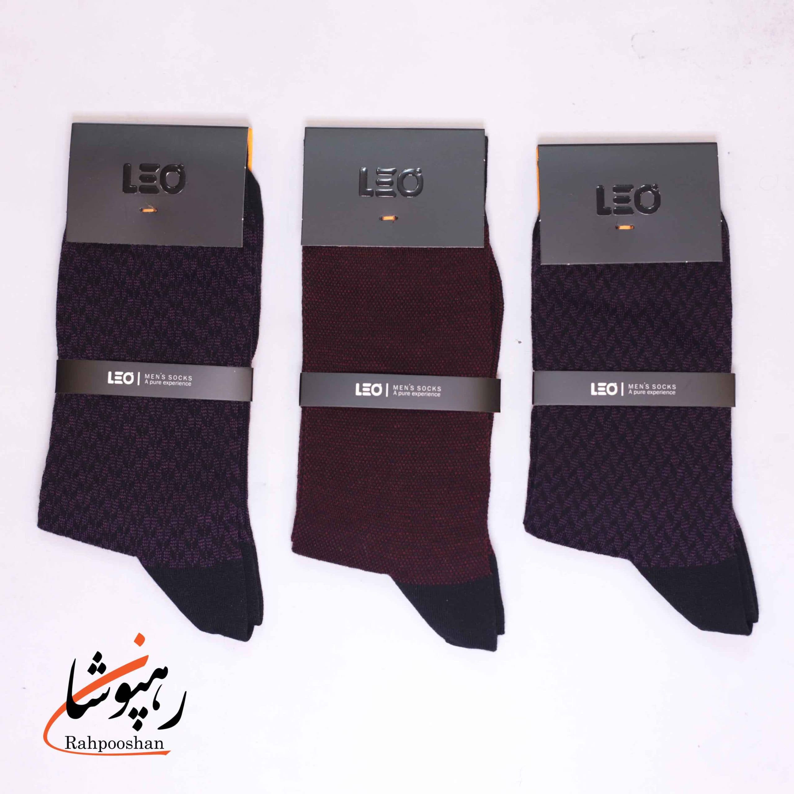 جوراب ساقدار دوفس 6 طرح سرمه ای دودی بنفش سیر لئو LEO (پک 6 عددی)(118) — تصویر ۲