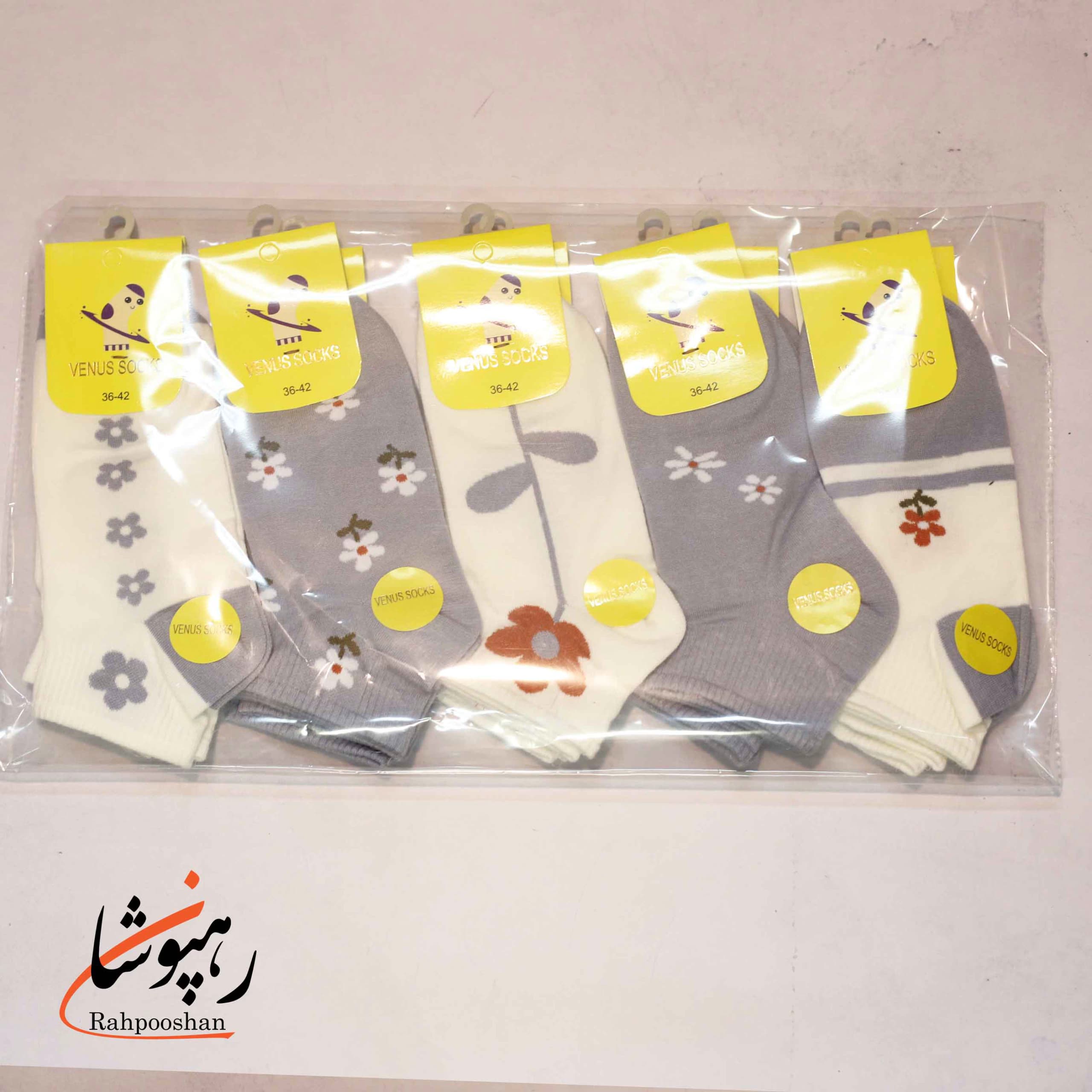 جوراب مچی طرح گل 2 رنگ ونوس (10 عددی) — تصویر ۲