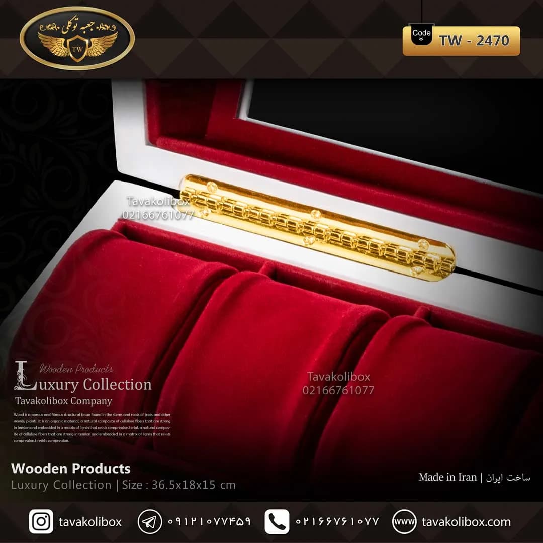 جعبه ساعت 12 خونه درب دار بالشتک لوکس وایندر رنگ سفید مدل : TW-2470 — تصویر ۴