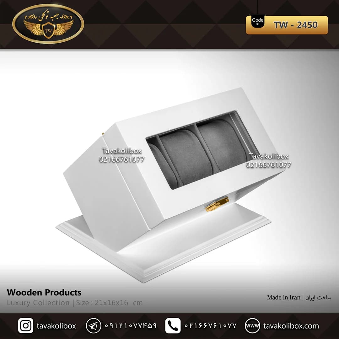 جعبه ساعت 3 خونه اوریب بالشتک لوکس رنگ سفید مدل : TW-2450