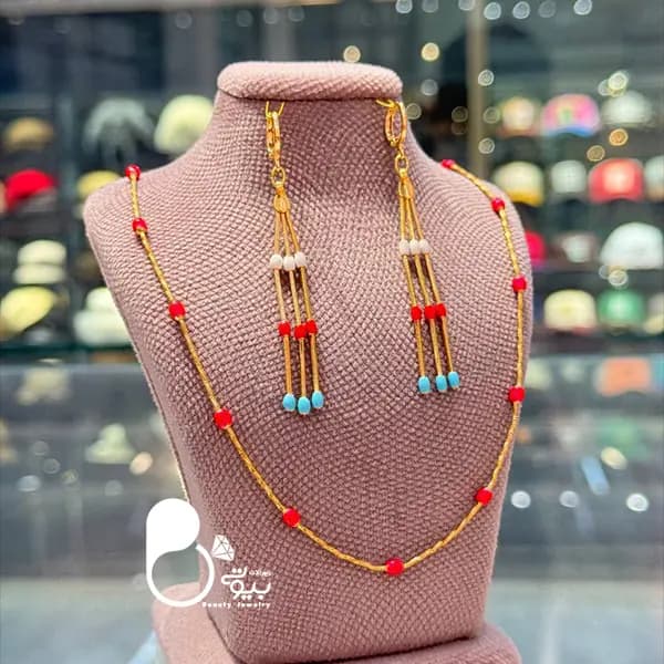 ست گوشواره آبشاری و گردنبند دوریکا سرخ ژوپینگ — تصویر ۲