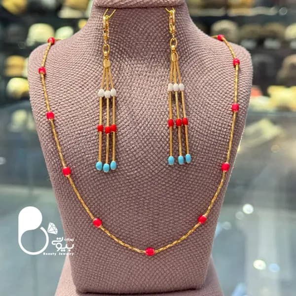 ست گوشواره آبشاری و گردنبند دوریکا سرخ ژوپینگ — تصویر ۳