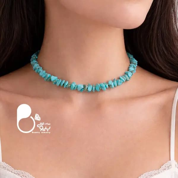 طوق طرح فیروزه با سنگ