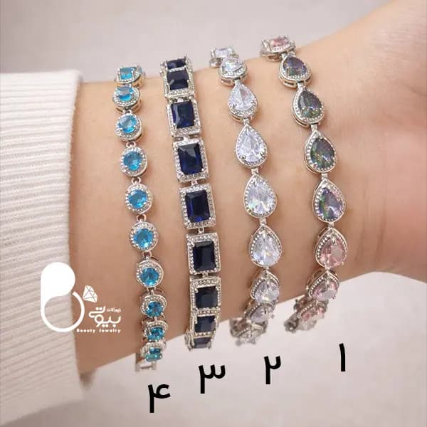 دستبند نگین اتریشی رنگی