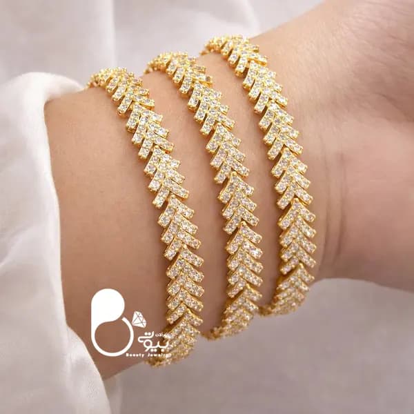 دستبند نگین اتریشی گندمی
