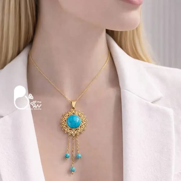 گردنبند طرح فیروزه شرشره