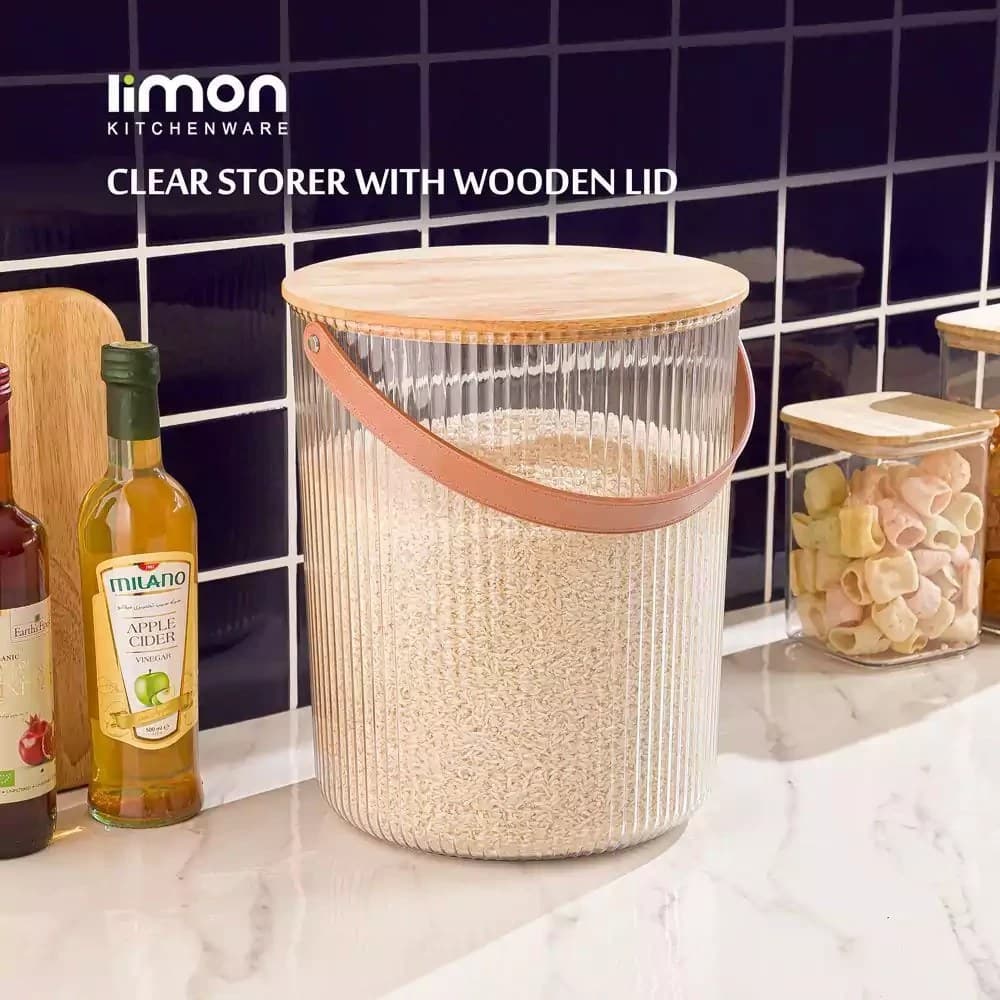 سطل برنج لیمون مدل 2455 با درب چوبی ظرفیت ۱۲ لیتر
