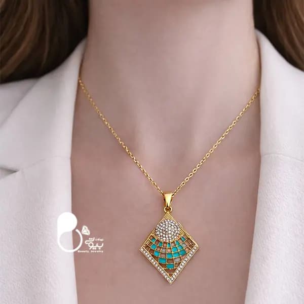 گردنبند طرح طلا میناکاری — تصویر ۲