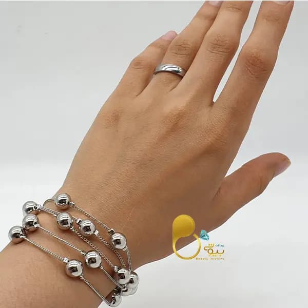 ست دستبند شرشره گوی و انگشتر سیلور