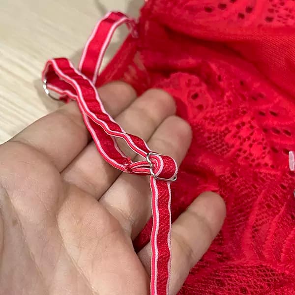 بادی زنانه قرمز فنردار هارنس دار دانتل ویولت کد 6096 — تصویر ۷