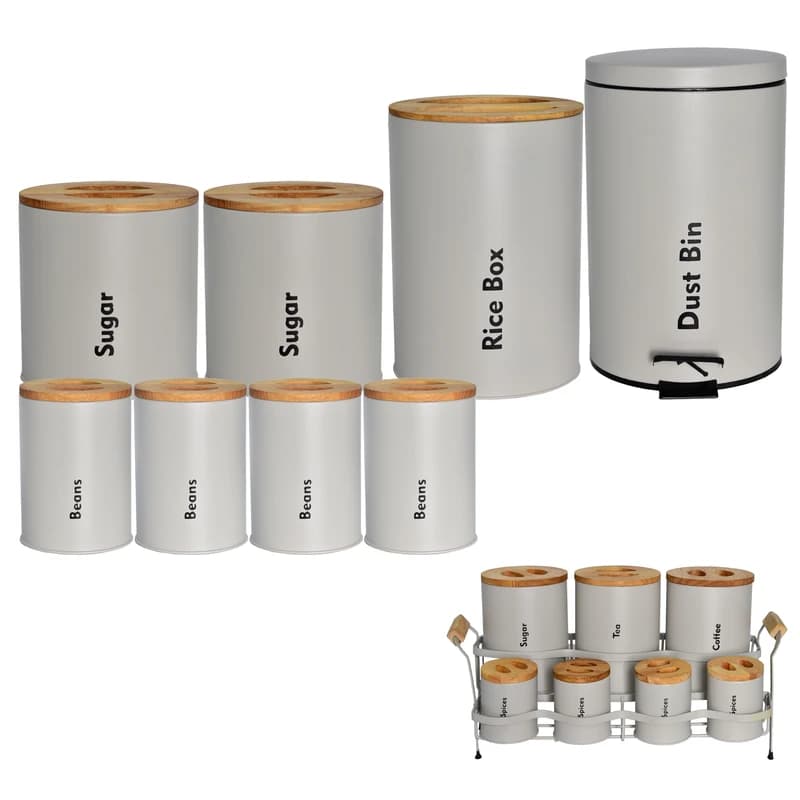 سرویس 16پارچه طوسی روشن درب بامبو کد UN-8058