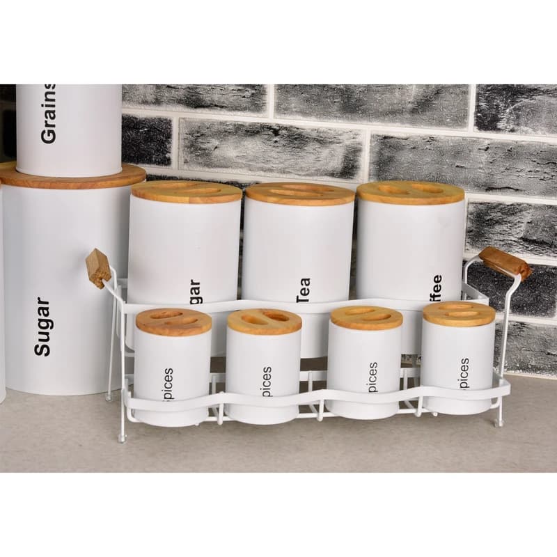 سرویس آشپزخانه 16 پارچه سفید سنباده ای درب چوبی یونیک کد UN-8003 — تصویر ۵