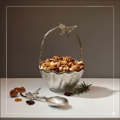 آجیل خوری طرح پروانه طلایی و نقره ای