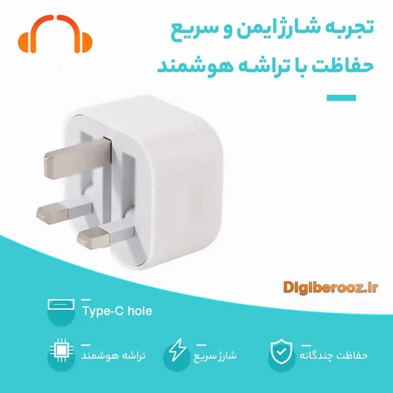 شارژر دیواری فست 20 وات اپل مدل B/A — تصویر ۷