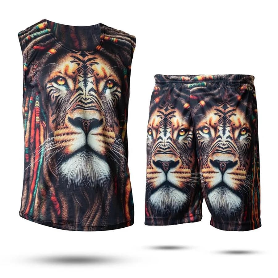 رکابی و شلوارک مردانه مدل Lion Africa