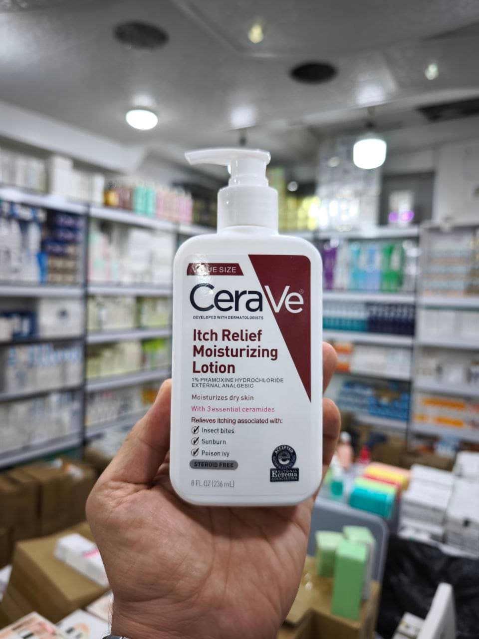 لوسیون کرم مرطوب کننده تسکین خارش سراوی CeraVe مدل Itch Relief حجم 236میل — تصویر ۳