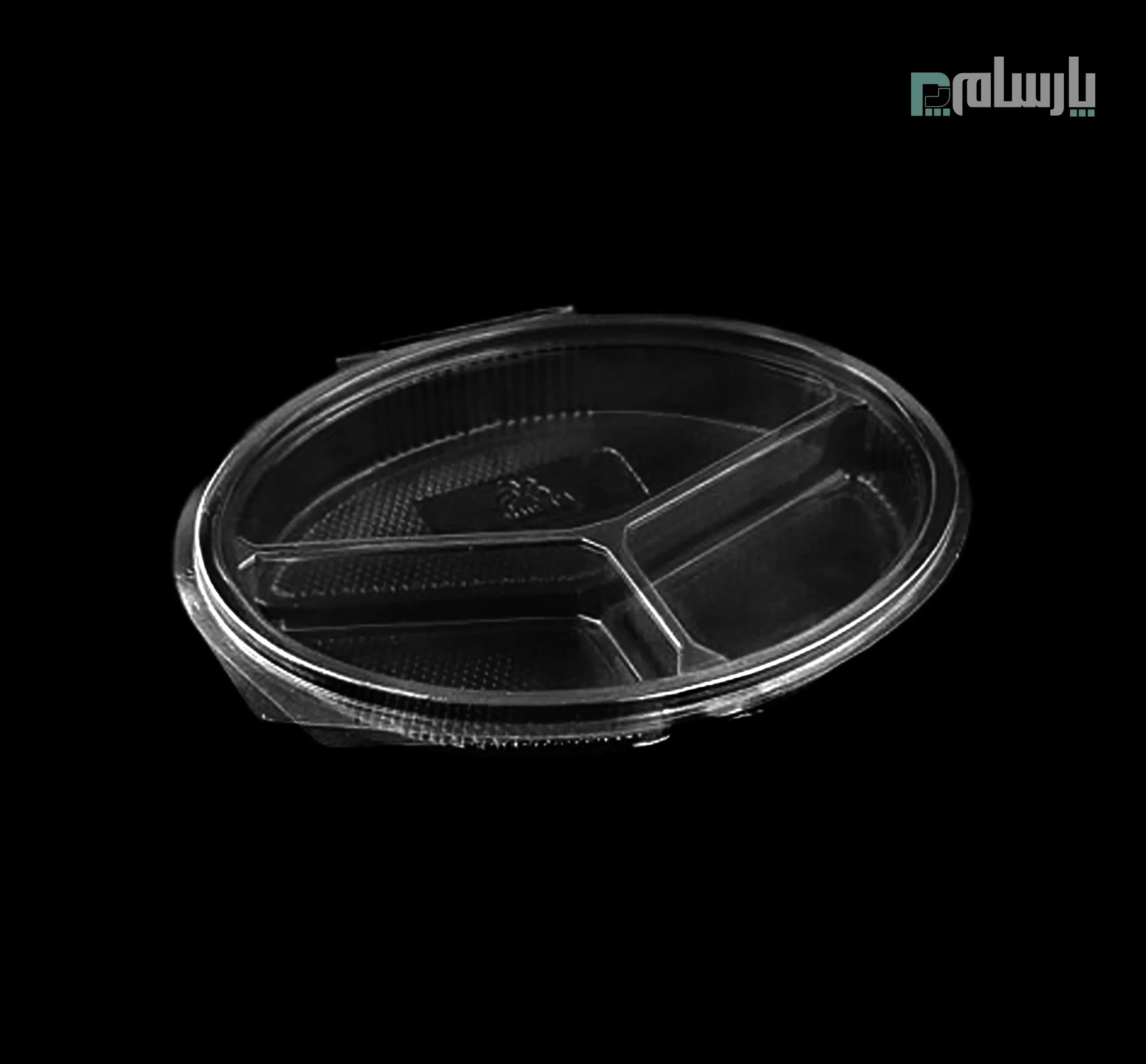 ظرف یکبار مصرف 3 خانه بیضی شفاف پریما