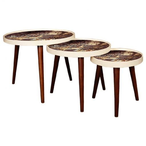 میز عسلی سه تکه مدل ALMA کد MARBLE-731 — تصویر ۲