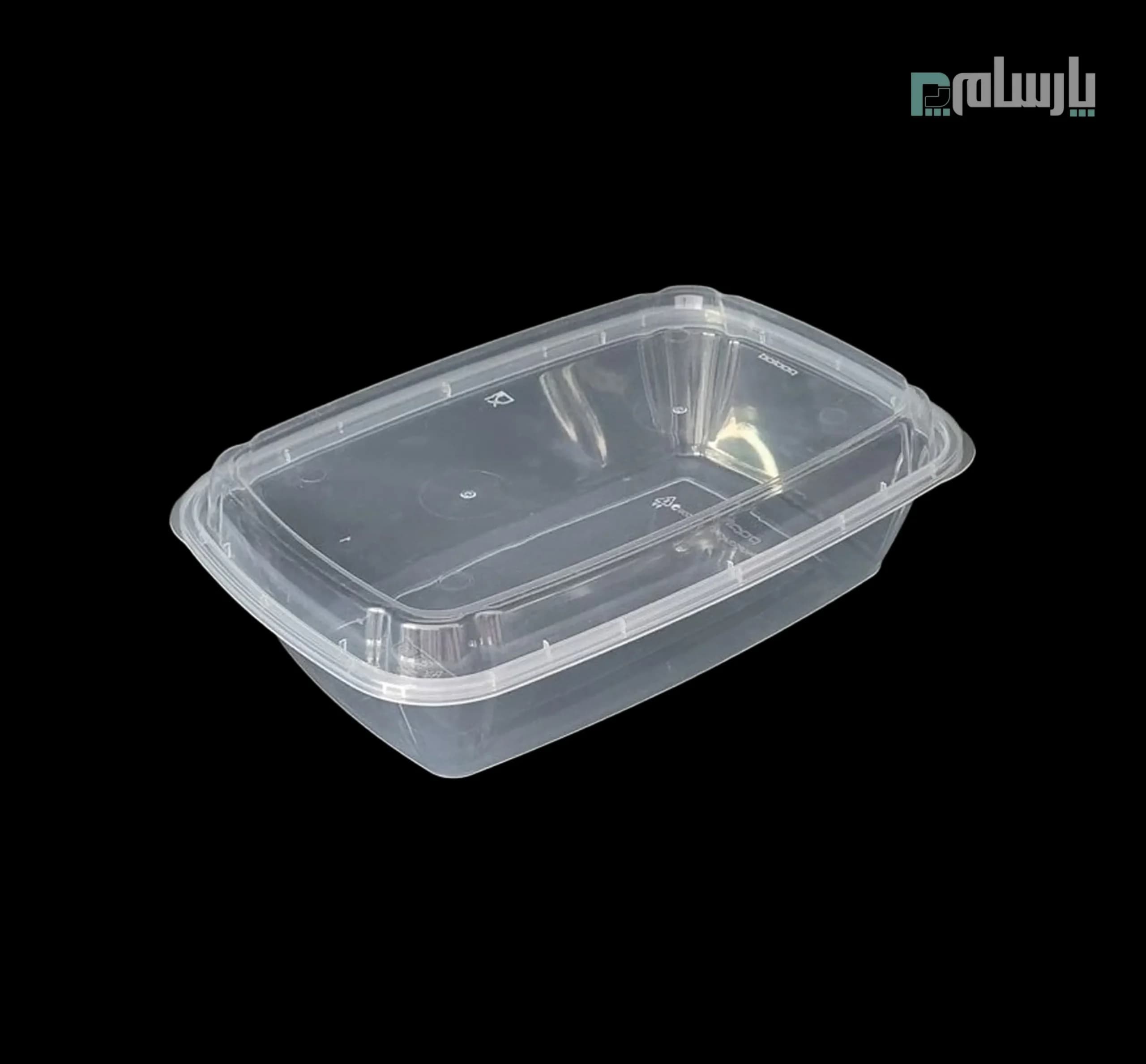 ظرف یکبار مصرف شفاف مستطیل 1100 سی سی ماکروویو پولاد پویش