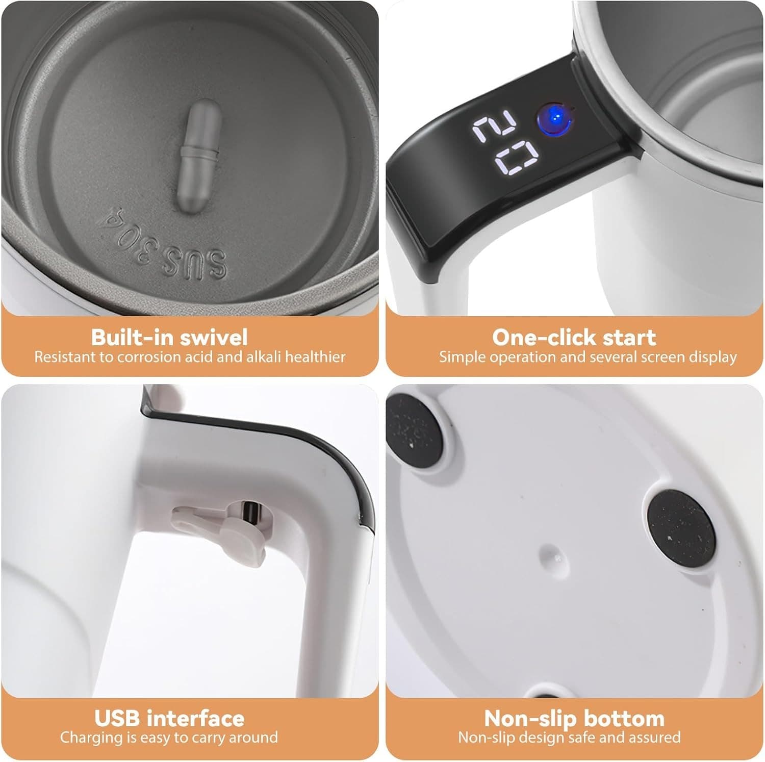 ماگ همزن اتوماتیک جی بی کیو مدل Vortex ظرفیت 380 میلیلیتر — تصویر ۵