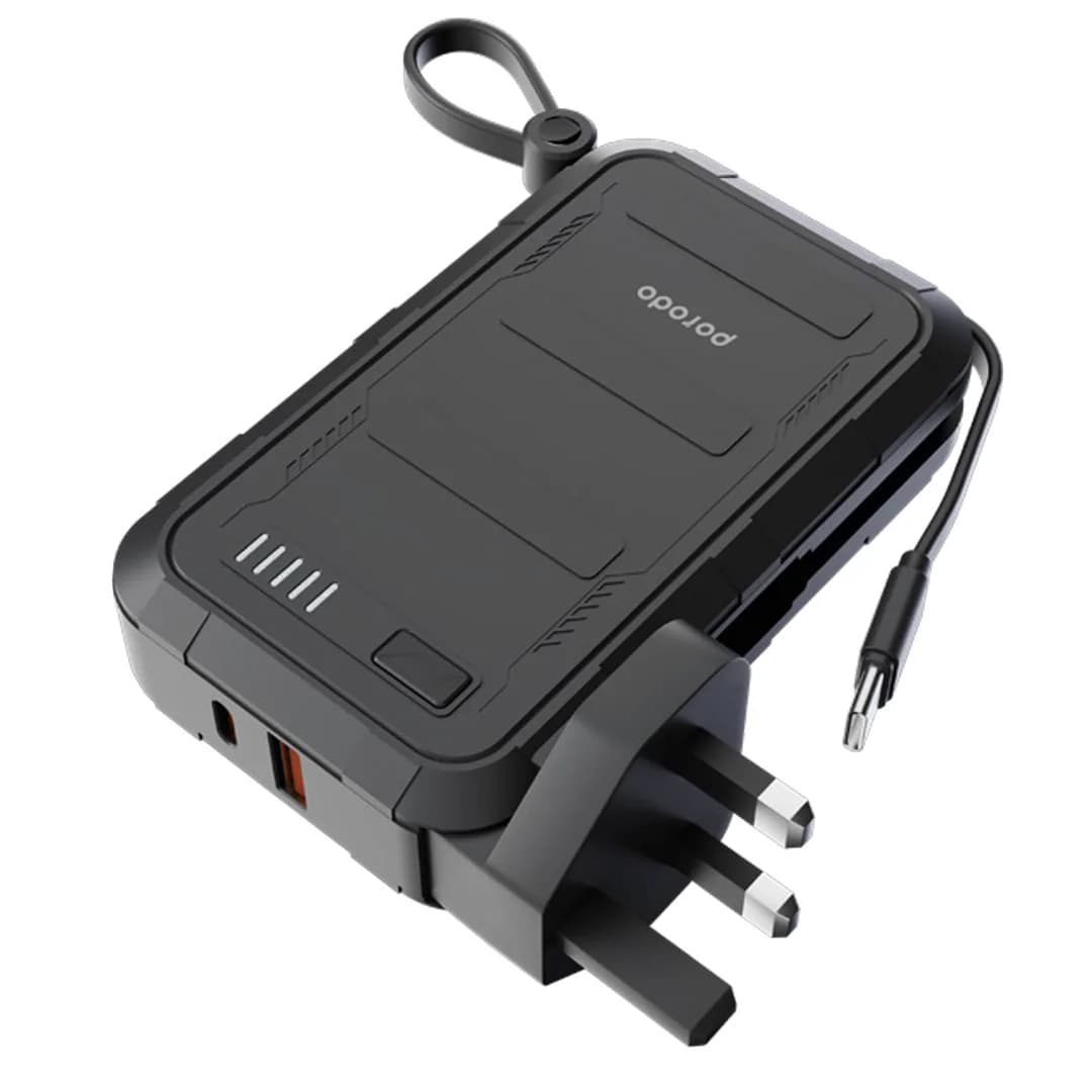 پاوربانک پرودو مدل ظرفیت 10000 میلی‌ آمپر ساعت porodo powerbank wall charger — تصویر ۴