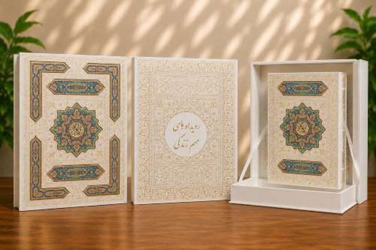 قرآن رحلی عروس گلاسه پلاک دار جعبه دار+رویداد (پیام عدالت)