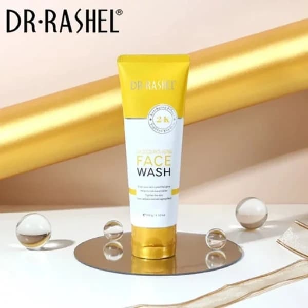 فیس واش طلای 24 عیار دکتر راشل | شوینده روشن کننده و ضدپیری — تصویر ۳