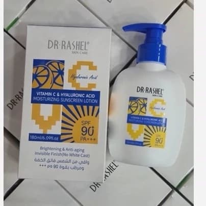 لوسیون ضدآفتاب دکتر راشل SPF 90+ حاوی هیالورونیک اسید و ویتامین C حجم 180 میل — تصویر ۲