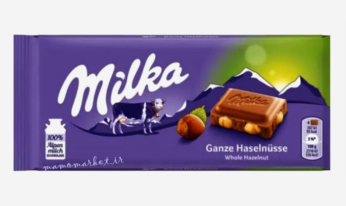 تابلت شکلاتی میلکا با مغز فندق Milka Alune Hazelnuts