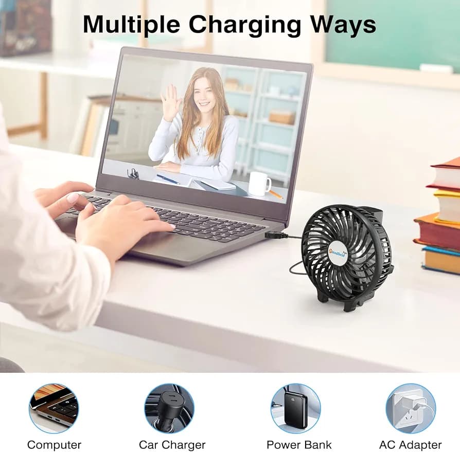 پنکه دستی USB قابل شارژ و تاشو — تصویر ۳