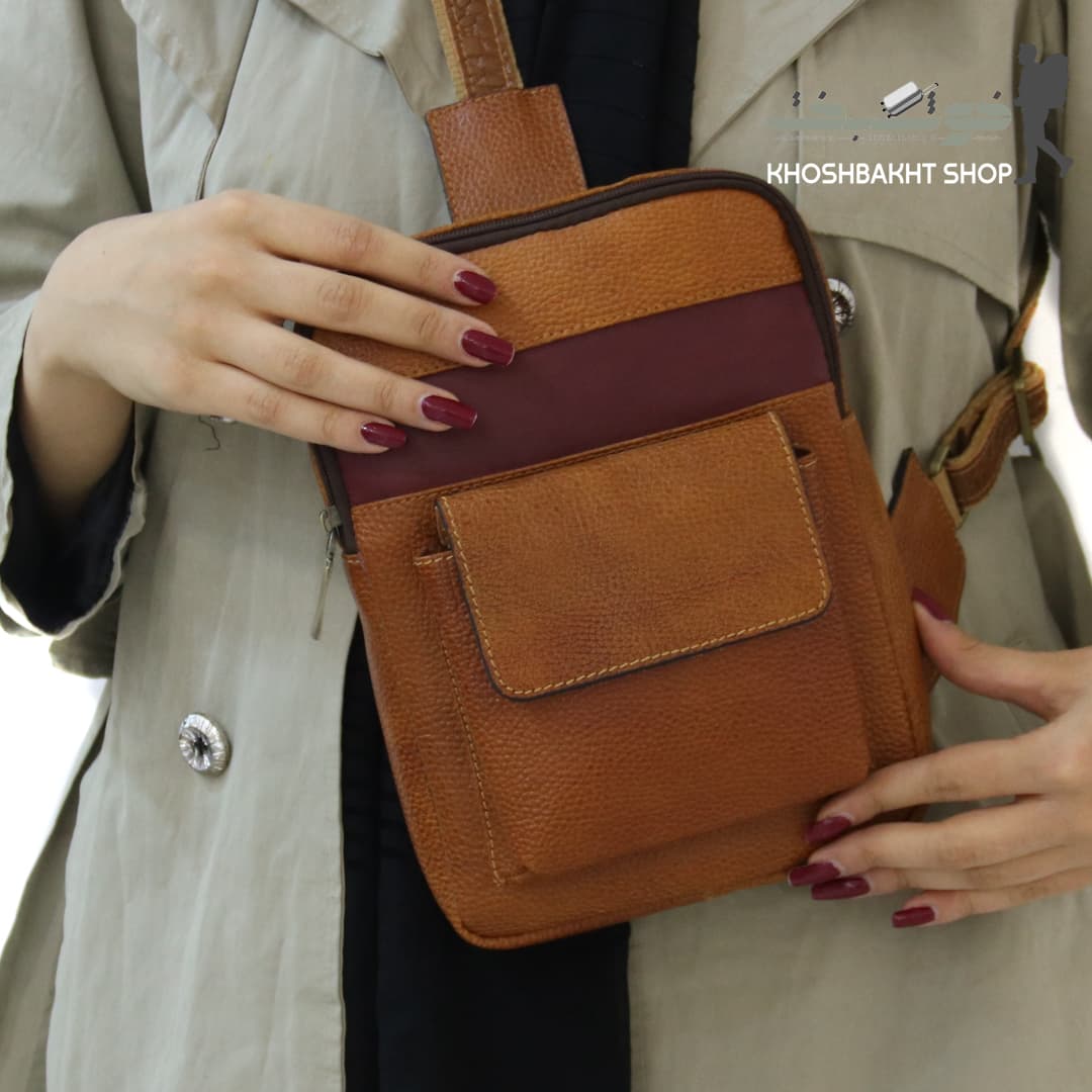 کیف بادی چرم طبیعی قفل مگنتی