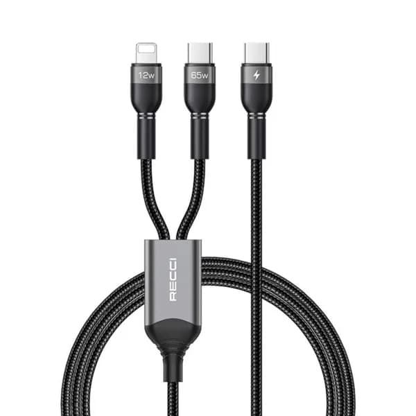 کابل شارژ دو سر تایپ سی به تایپ سی و لایتنینگ رسی مدل RTC-T16