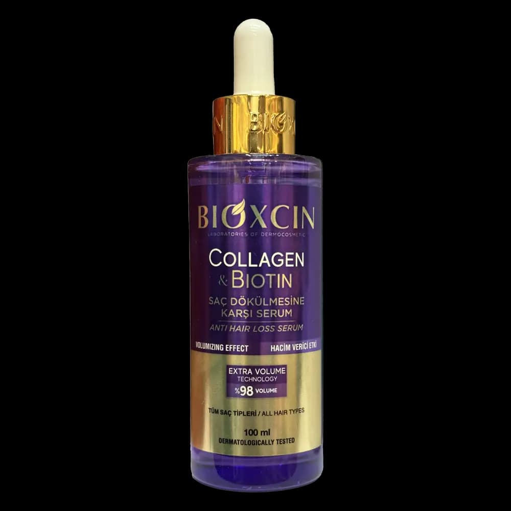 سرم حجم دهنده مو بیوکسین Bioxcin مدل کلاژن و بیوتین حجم 100 میل
