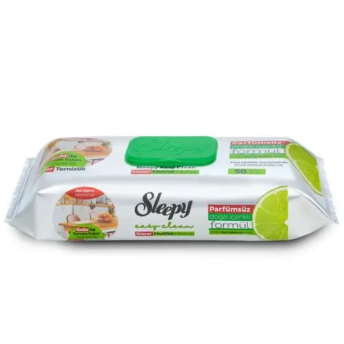 دستمال سطوح اسلیپی Sleepy حاوی روغن لیمو سبز بسته 50 عددی