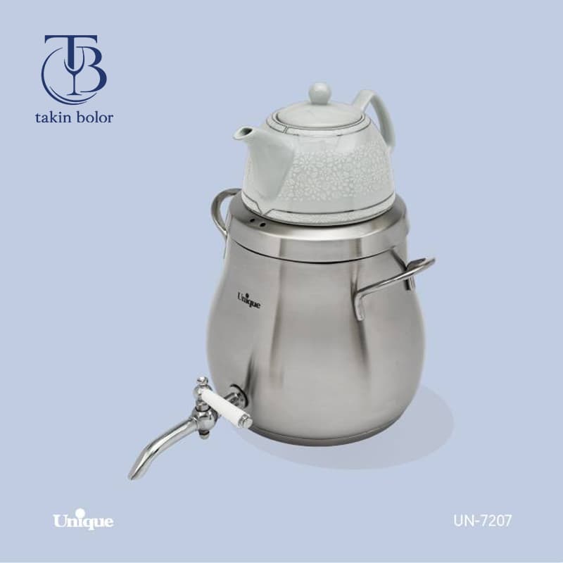 کتری قوری یونیک – مدل 7207 – قوری چینی و کتری استیل